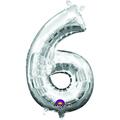 Anagram 16 in. Number 6 Silver Shape Air Fill Foil Balloon 78533
